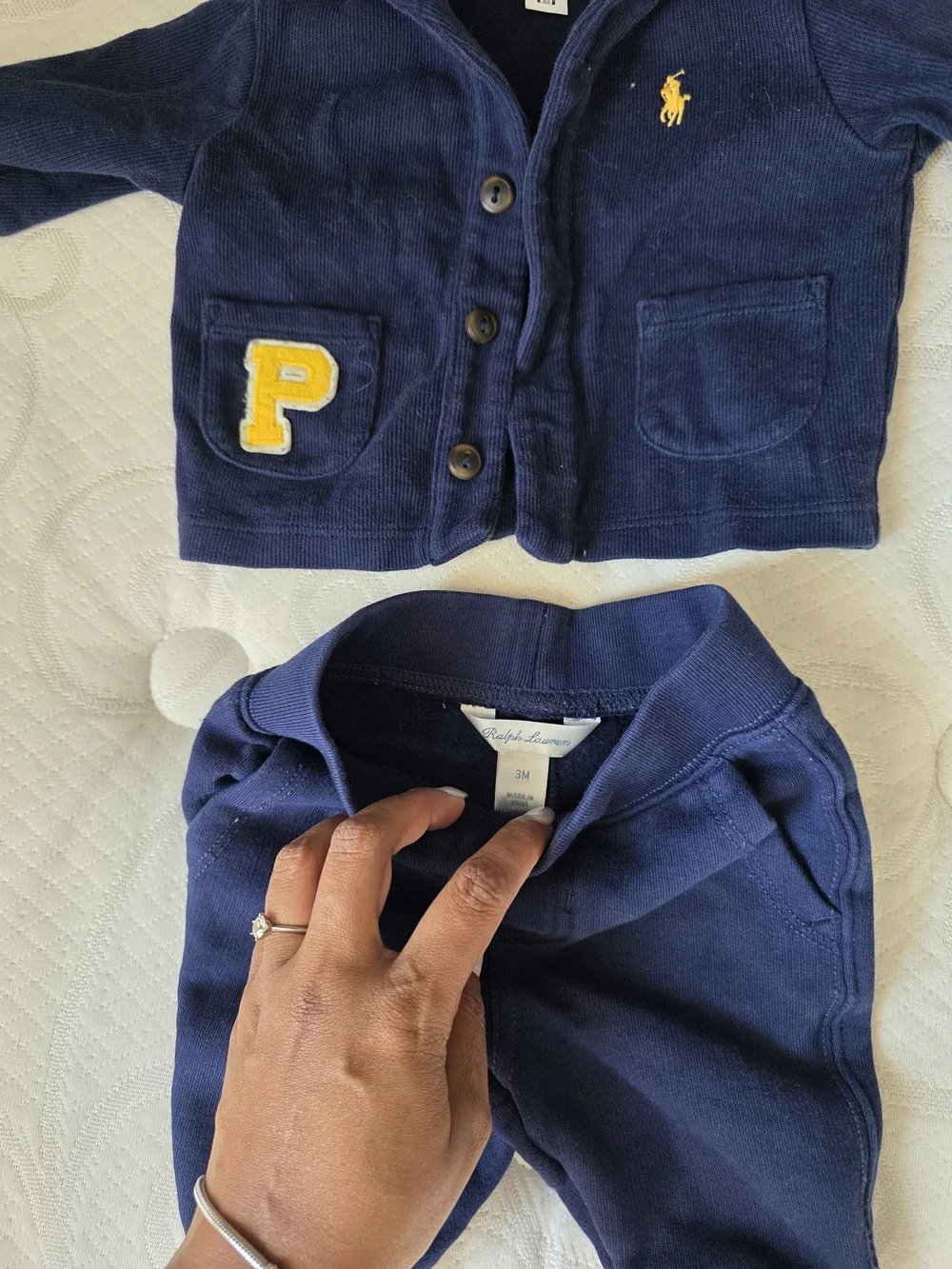 Ralph Lauren Navy Blue Sweater with Yellow Polo Logo